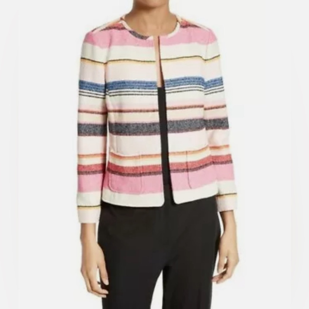 Kate Spade Berber Stripe Jacket Pink Blue White Summer Spring Siz 0 ( XS/S)